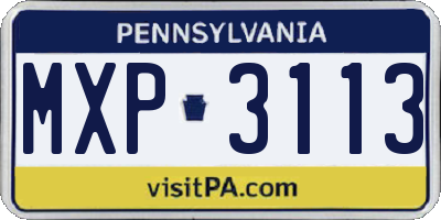 PA license plate MXP3113