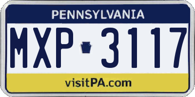 PA license plate MXP3117