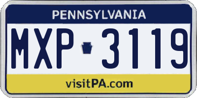 PA license plate MXP3119