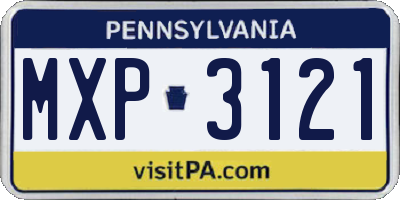 PA license plate MXP3121