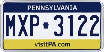 PA license plate MXP3122