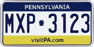PA license plate MXP3123