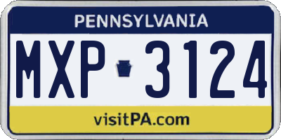 PA license plate MXP3124