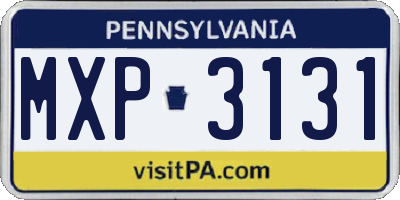 PA license plate MXP3131