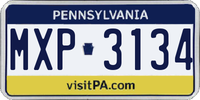 PA license plate MXP3134