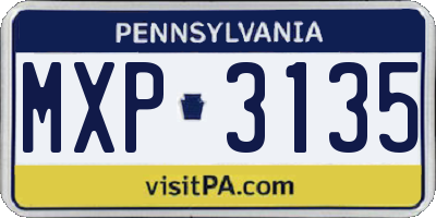 PA license plate MXP3135
