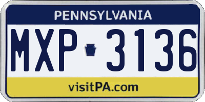 PA license plate MXP3136