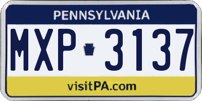 PA license plate MXP3137