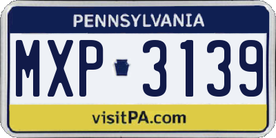 PA license plate MXP3139