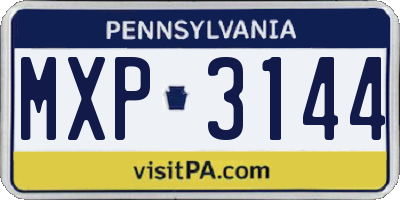 PA license plate MXP3144