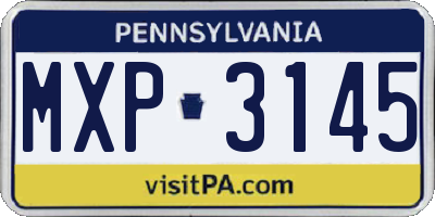 PA license plate MXP3145