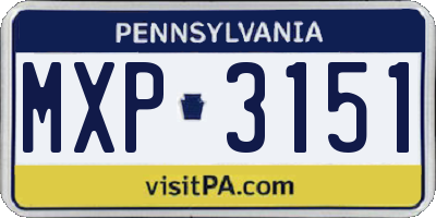PA license plate MXP3151