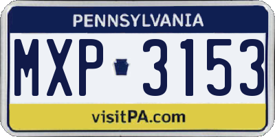PA license plate MXP3153