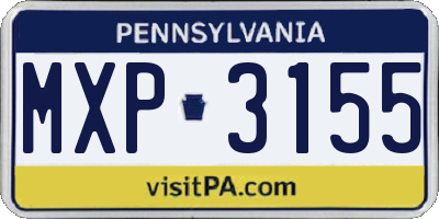 PA license plate MXP3155