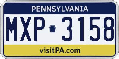 PA license plate MXP3158