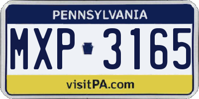 PA license plate MXP3165