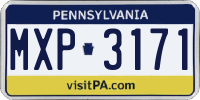 PA license plate MXP3171