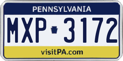 PA license plate MXP3172
