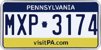 PA license plate MXP3174