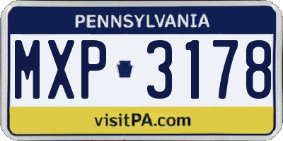 PA license plate MXP3178