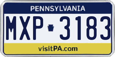 PA license plate MXP3183