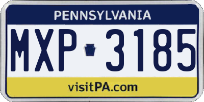 PA license plate MXP3185