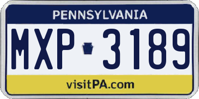 PA license plate MXP3189