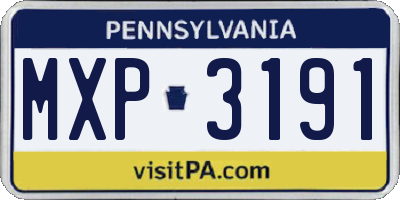 PA license plate MXP3191