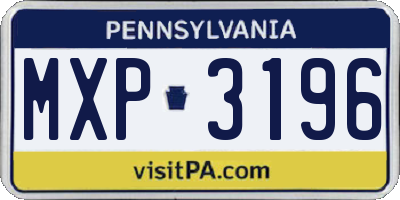 PA license plate MXP3196
