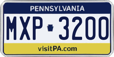 PA license plate MXP3200