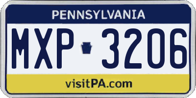 PA license plate MXP3206