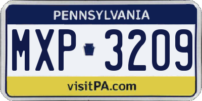 PA license plate MXP3209
