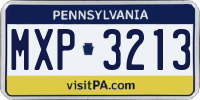 PA license plate MXP3213