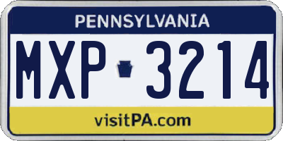 PA license plate MXP3214