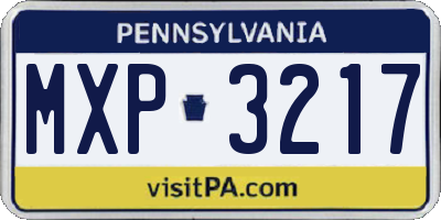 PA license plate MXP3217