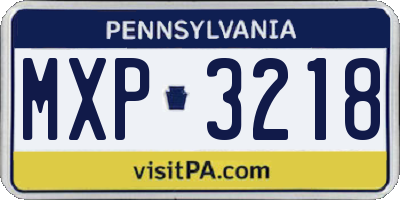 PA license plate MXP3218