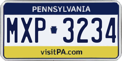 PA license plate MXP3234