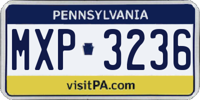 PA license plate MXP3236