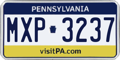 PA license plate MXP3237