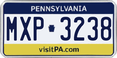 PA license plate MXP3238