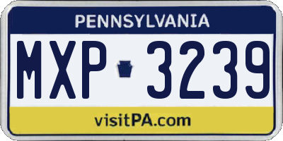 PA license plate MXP3239