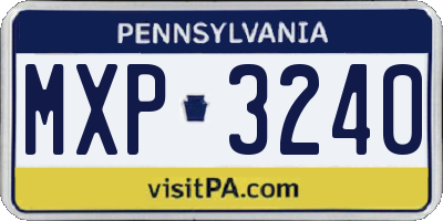 PA license plate MXP3240