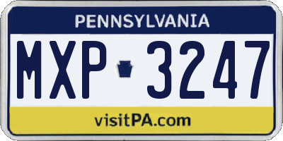PA license plate MXP3247