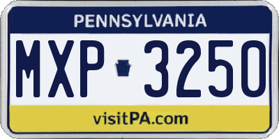 PA license plate MXP3250