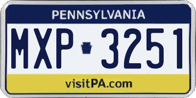 PA license plate MXP3251