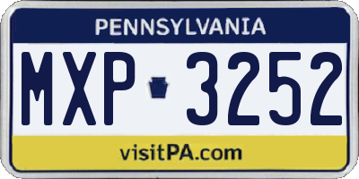 PA license plate MXP3252