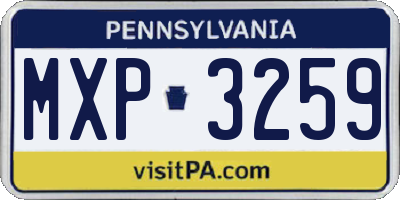 PA license plate MXP3259