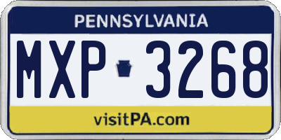 PA license plate MXP3268