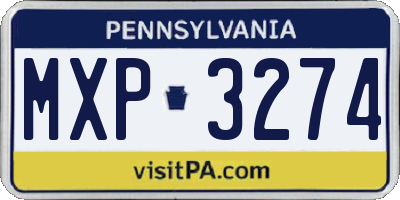 PA license plate MXP3274