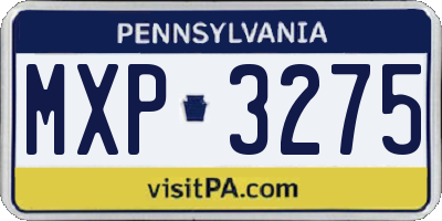 PA license plate MXP3275